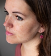 Earrings &quot;Peonies&quot; dark pink